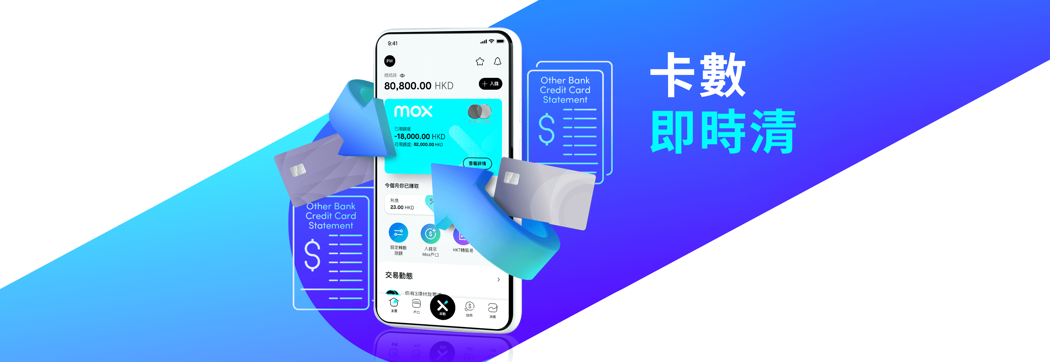 Mox推出卡數「即時清」以更精明方法掌控其他信用卡卡數 從容面對疫境